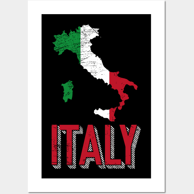 Italy Map Italian Flag Wall Art by Mila46